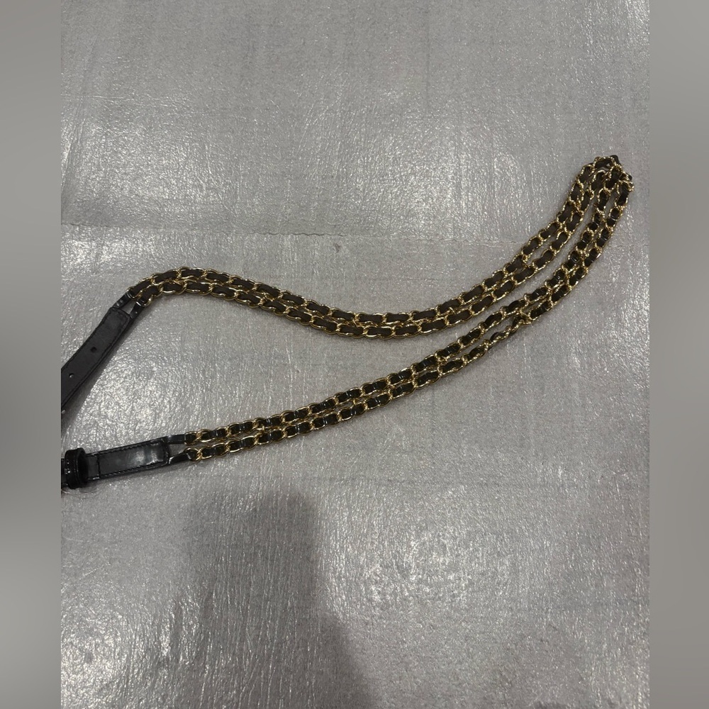 [2X]Talbots Elegant Gold and Black Chain Strap Belt